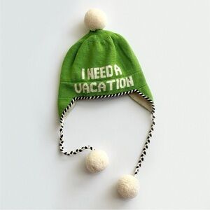 Green Knit Pom-Pom Beanie
